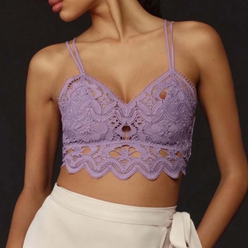 NWT ANTHROPOLOGIE Viviette Lace Bralette Top in Purple SMALL